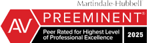 Martindale Hubbell AV Preeminent Peer Rated for Highest Level of Professional Excellence 2025